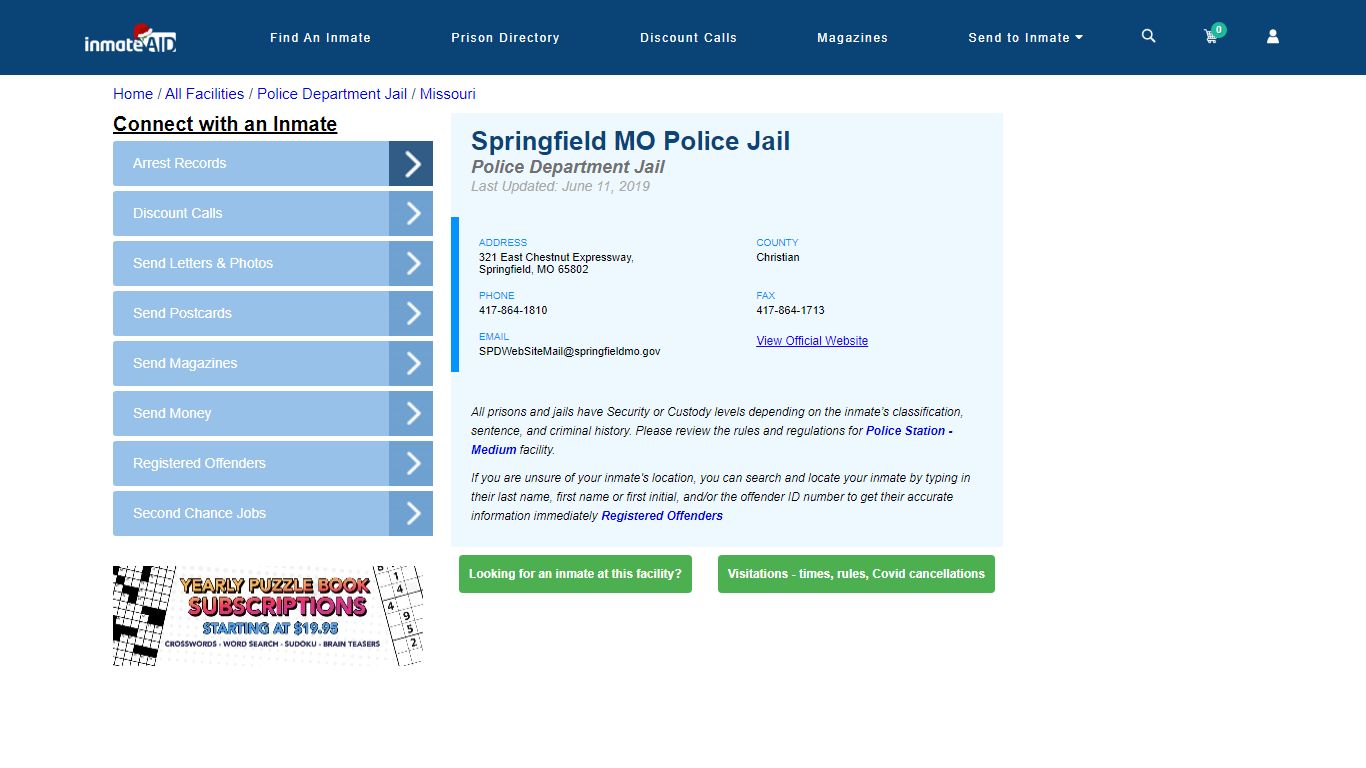 Springfield MO Police Jail & Inmate Search - Springfield, MO